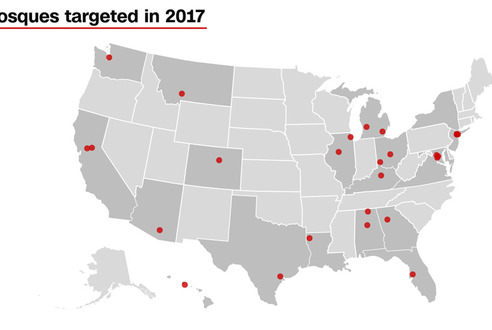 استهداف مساجد في مناطق مختلفة من الولايات المتحدة